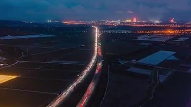 4k航拍三亚海棠湾高速夜景风光视频的预览图